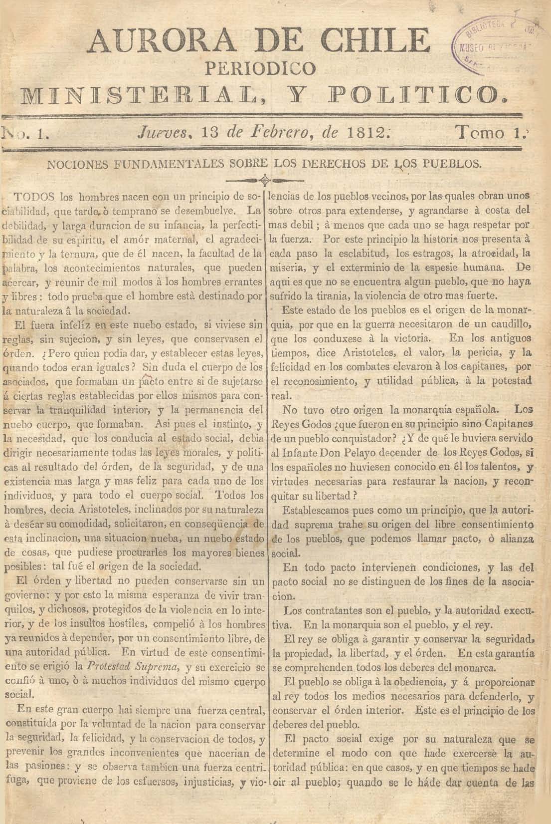 							Ver Núm. 43 (1812): Tomo I. Jueves 3 de Diciembre
						